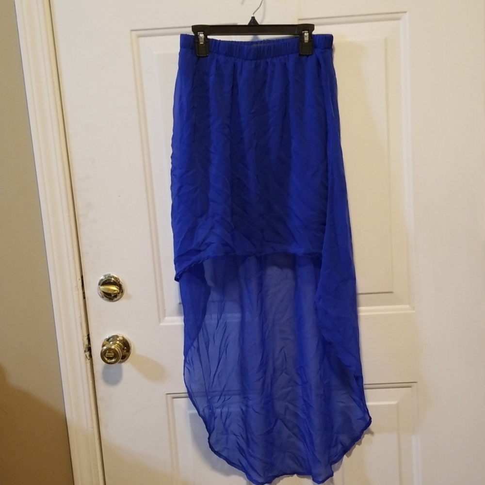 Blue high low skirt